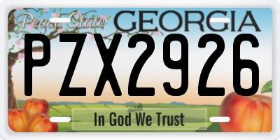 GA license plate PZX2926
