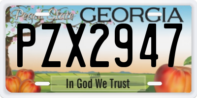 GA license plate PZX2947