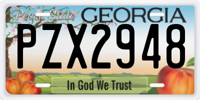 GA license plate PZX2948