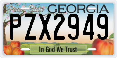 GA license plate PZX2949