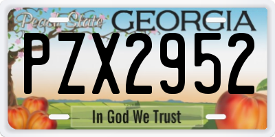 GA license plate PZX2952