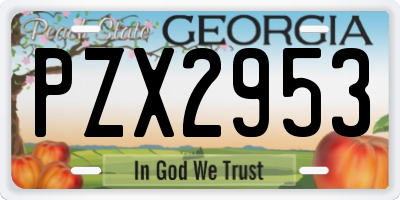 GA license plate PZX2953