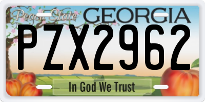 GA license plate PZX2962