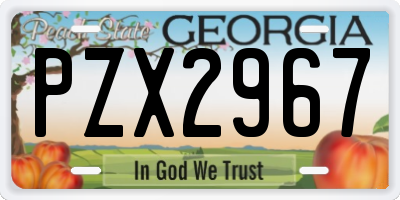 GA license plate PZX2967