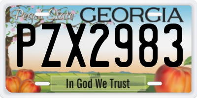 GA license plate PZX2983