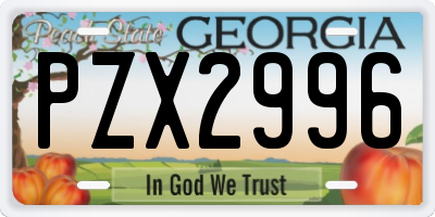 GA license plate PZX2996