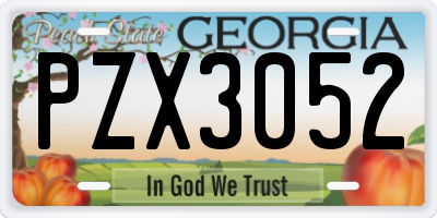 GA license plate PZX3052