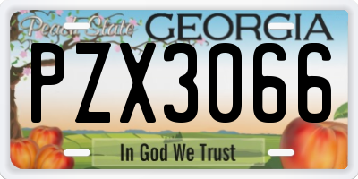 GA license plate PZX3066