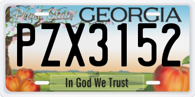 GA license plate PZX3152