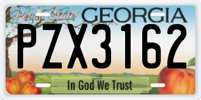 GA license plate PZX3162