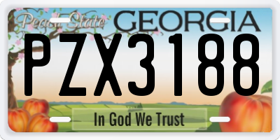 GA license plate PZX3188