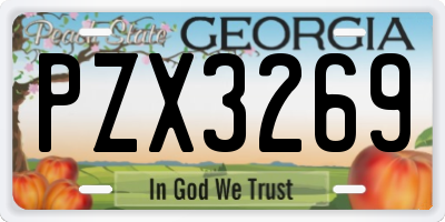 GA license plate PZX3269