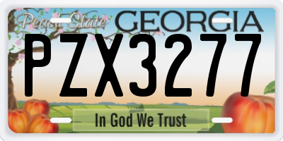 GA license plate PZX3277