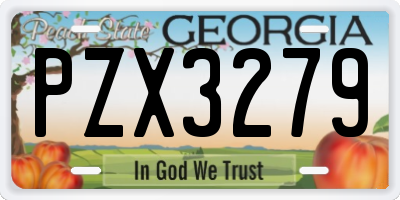 GA license plate PZX3279