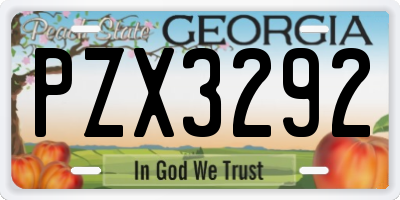 GA license plate PZX3292