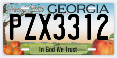 GA license plate PZX3312