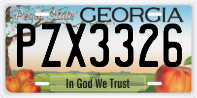 GA license plate PZX3326
