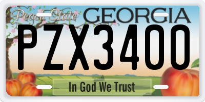 GA license plate PZX3400