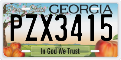 GA license plate PZX3415