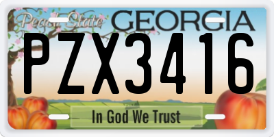 GA license plate PZX3416