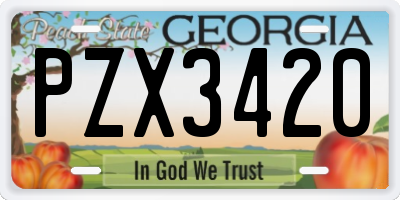 GA license plate PZX3420