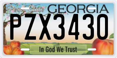GA license plate PZX3430