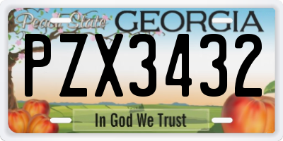 GA license plate PZX3432