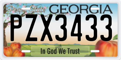 GA license plate PZX3433