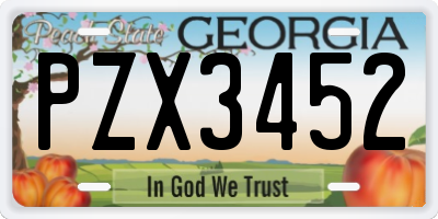 GA license plate PZX3452