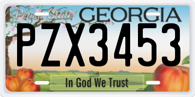 GA license plate PZX3453