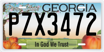 GA license plate PZX3472