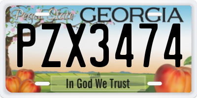 GA license plate PZX3474