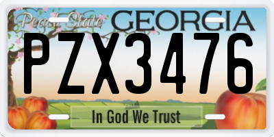 GA license plate PZX3476