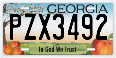 GA license plate PZX3492