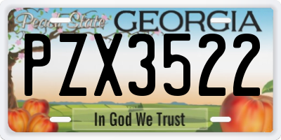 GA license plate PZX3522