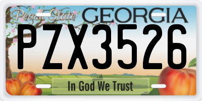 GA license plate PZX3526