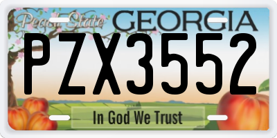 GA license plate PZX3552