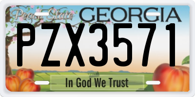 GA license plate PZX3571