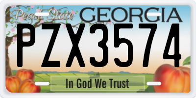 GA license plate PZX3574