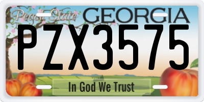 GA license plate PZX3575