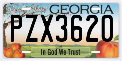 GA license plate PZX3620