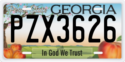 GA license plate PZX3626