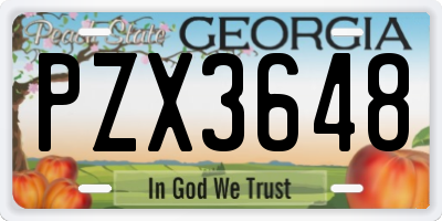 GA license plate PZX3648