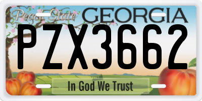 GA license plate PZX3662