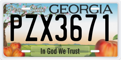 GA license plate PZX3671