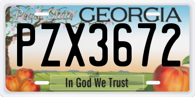 GA license plate PZX3672