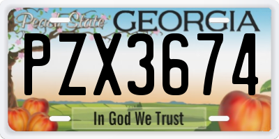 GA license plate PZX3674