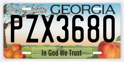 GA license plate PZX3680