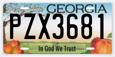 GA license plate PZX3681