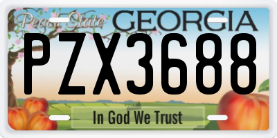 GA license plate PZX3688